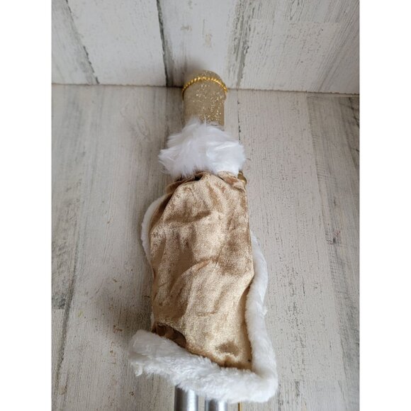 Nutcracker large wooden white staff guard Xmas home decor gold trim‎ - Picture 6 of 8
